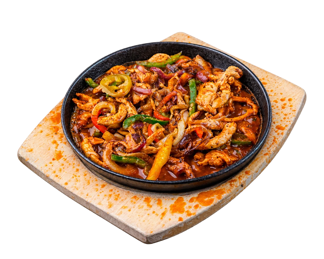 Csirkés fajita forró vastálon